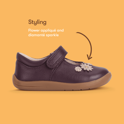 Start-Rite Fairy Tale, Burgundy leather girls rip-tape first walking shoes 0780_28